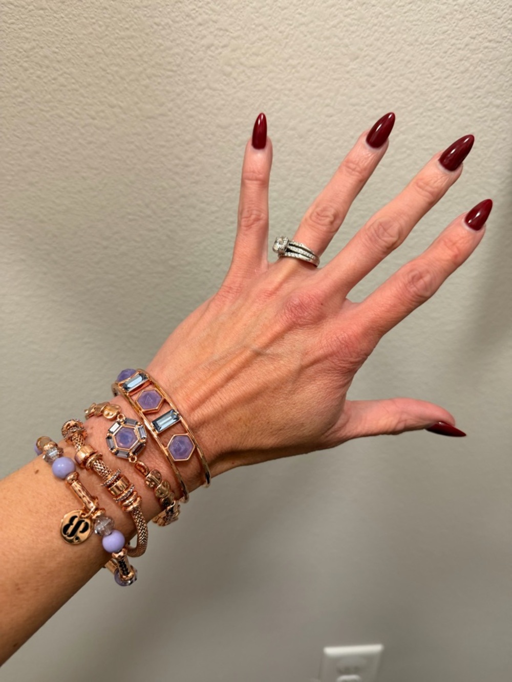 Bomb Party Stack NWOT!! Rose Gold Lavender Multi-Row Stack Bracelet Set